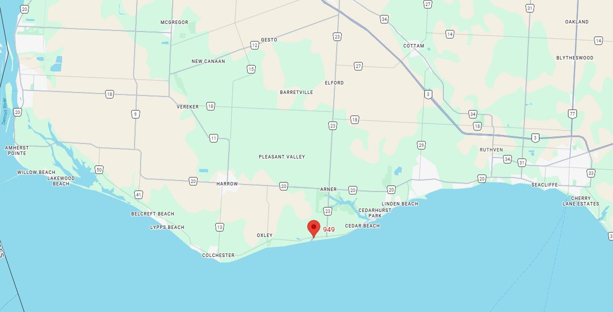 Erie Shores Cottages & Campground location